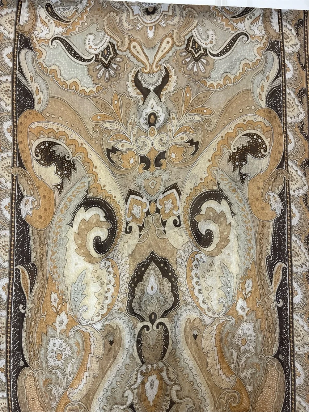 Vintage Pierre Balmain Paris 100%Silk Hand Rolled Edges Paisley EarthTones Scarf